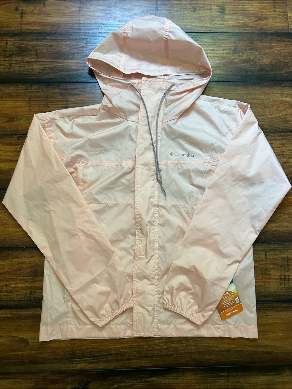 Columbia NEW Hooded lightweight Jacket Windbreaker Pink Sz Small Omni Sun